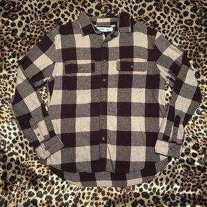 Old Navy Burgundy & Cream Regular Fit Built-In Flex Button Down Flannel